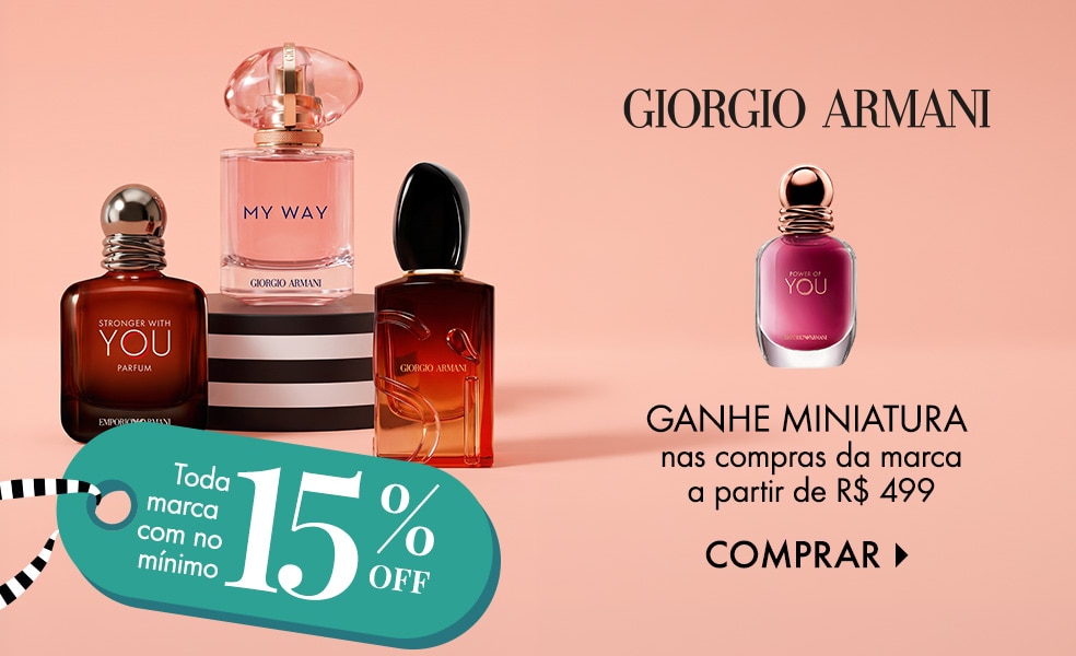 Giorgio Armani | Ganhe miniatura nas compras da marca a partir de R$ 499