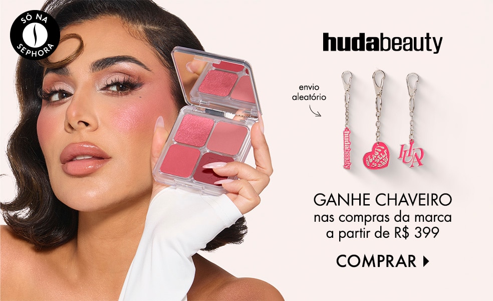 Huda Beauty | Ganhe chaveiro nas compras da marca a partir de R$ 399