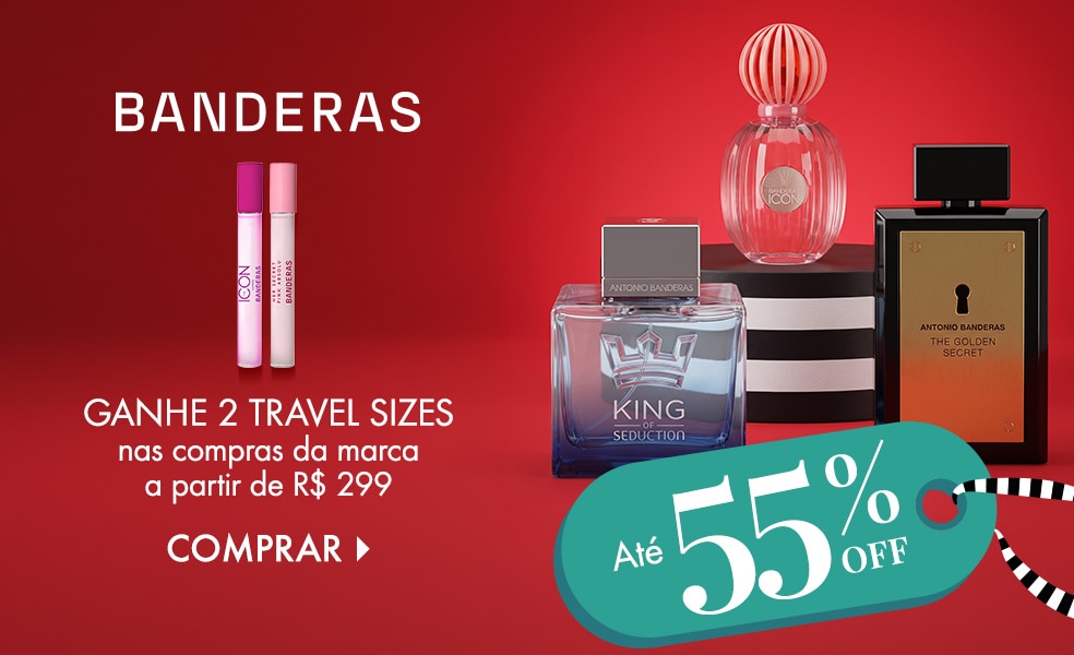 Banderas | Ganhe 2 travel sizes nas compras da marca a partir de R$ 299