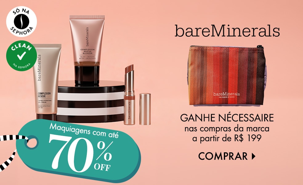 bareMinerals | Ganhe nécessaire nas compras da marca a partir de R$ 199
