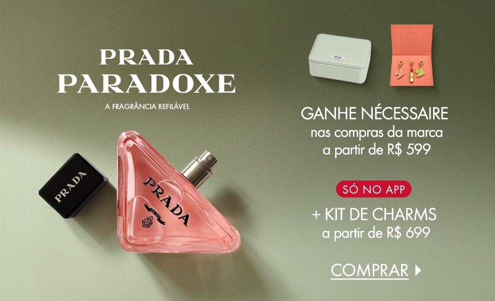 Prada | Ganhe nécessaire nas compras da marca a partir de R$ 599 + kit de charms a partir de R$ 699 só no app