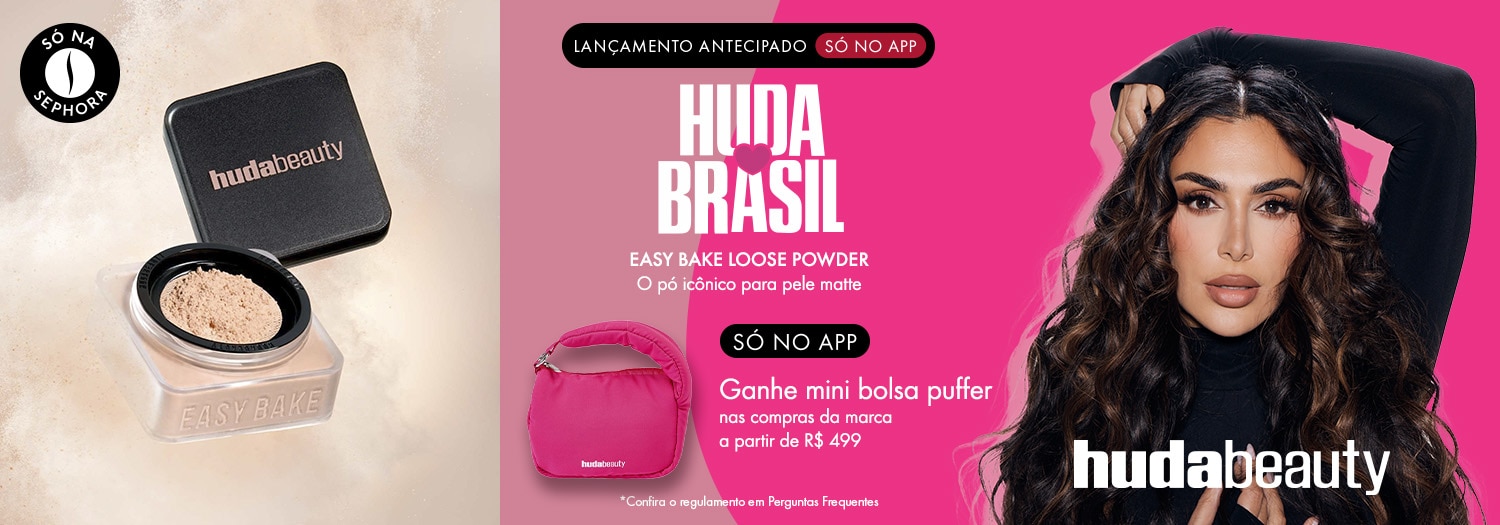 Huda Beauty - Ganhe mini bolsa puffer a partir de R$ 499